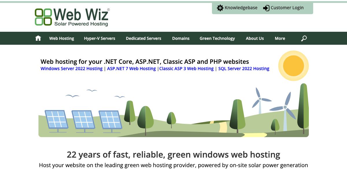 Homepage of Web Wiz hosting