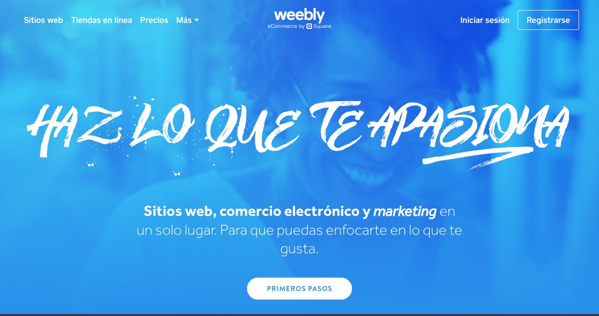 Homepage of Weebly hosting