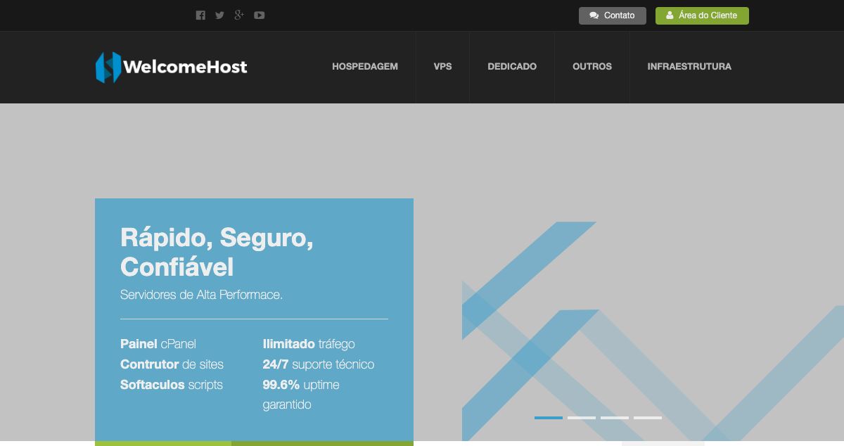 Homepage of WelcomeHost hosting