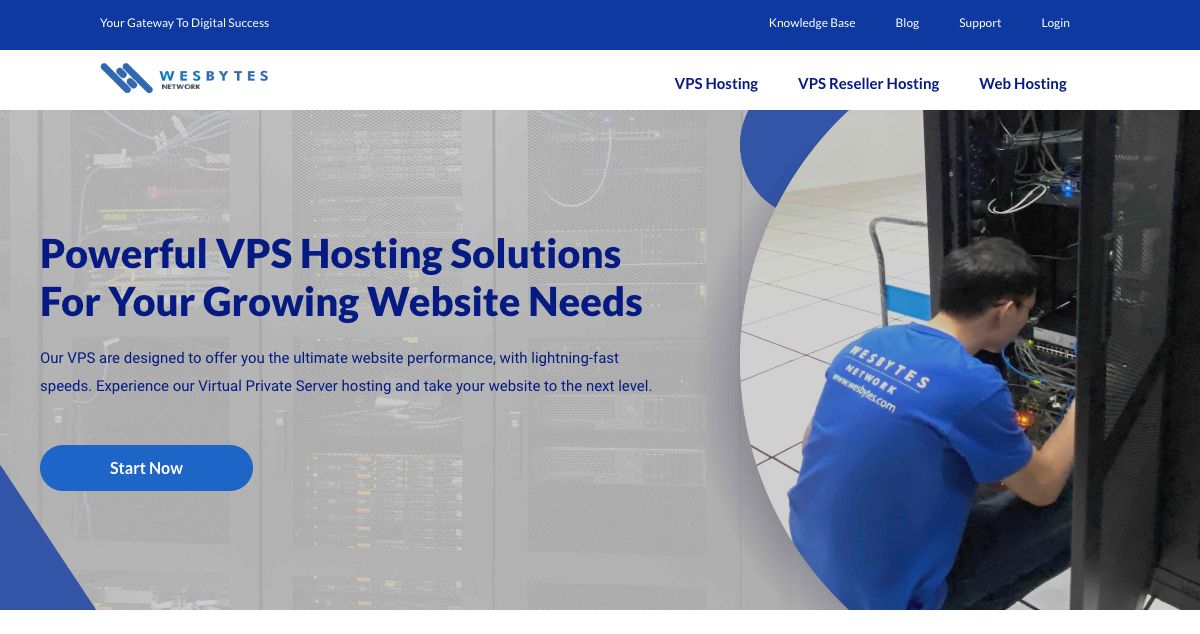 Homepage of Wesbytes hosting