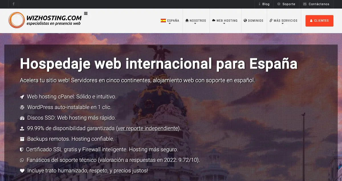 Homepage of WizHosting hosting
