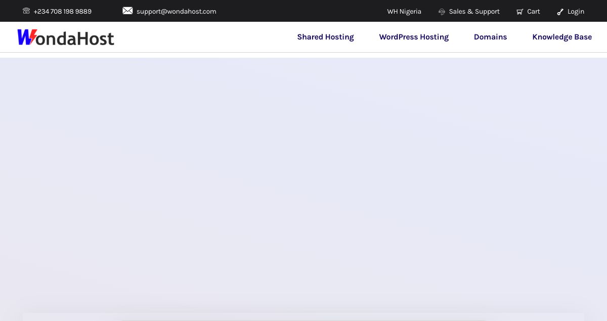 Homepage of WondaHost hosting