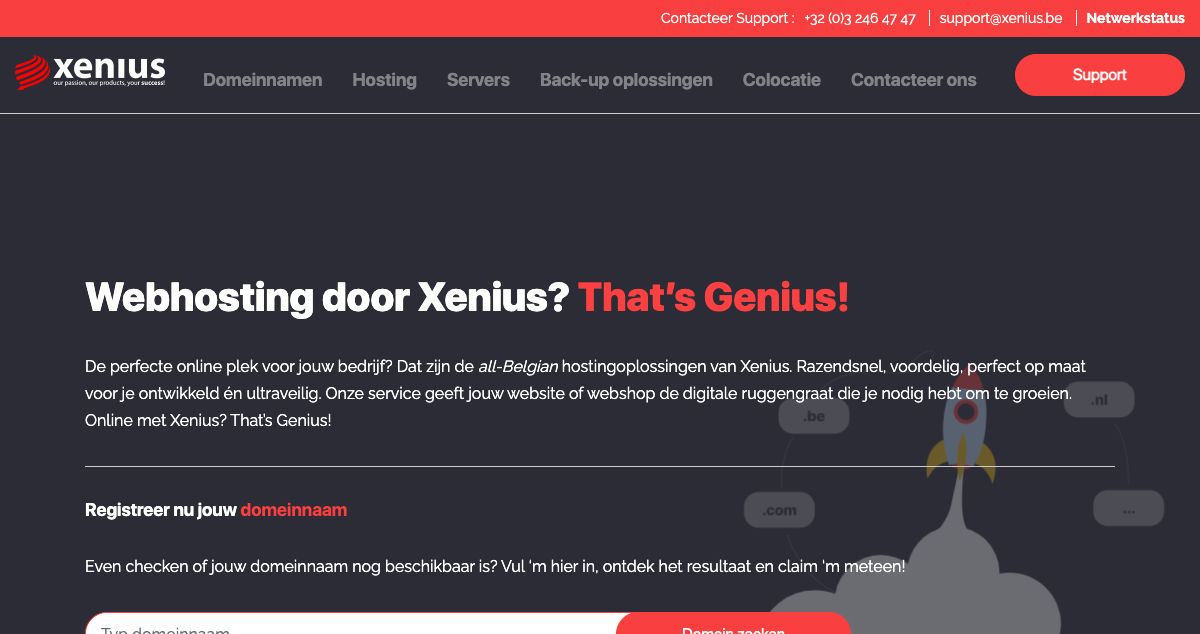 Homepage of Xenius hosting