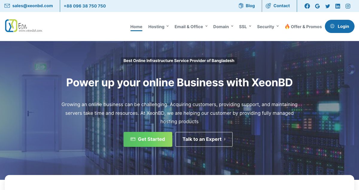 Homepage of XeonBD hosting