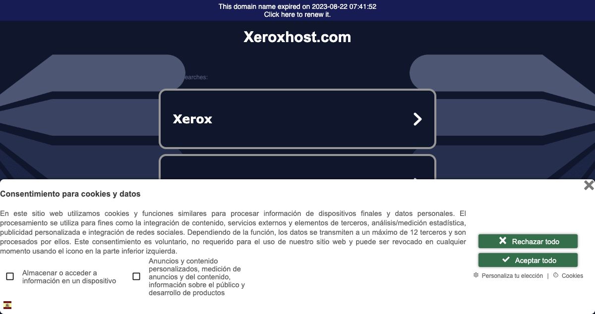 Homepage of XeroxHost LLC hosting