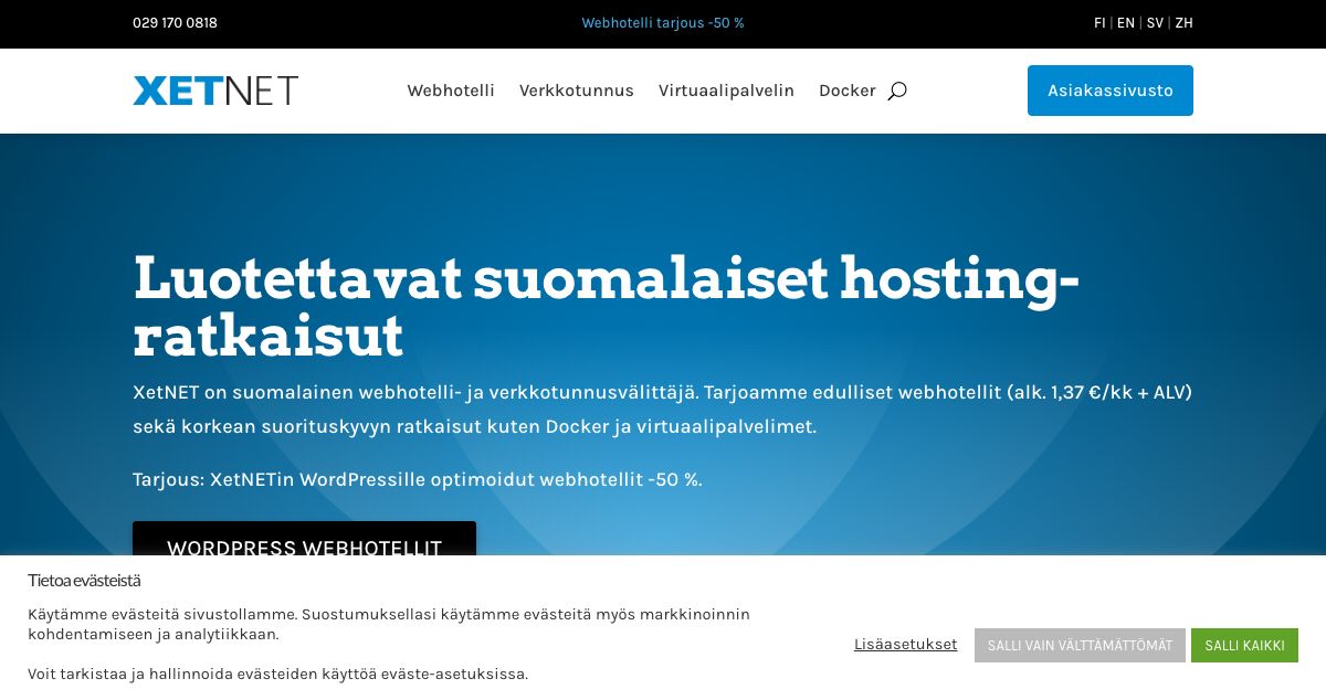 Homepage of XetNET hosting