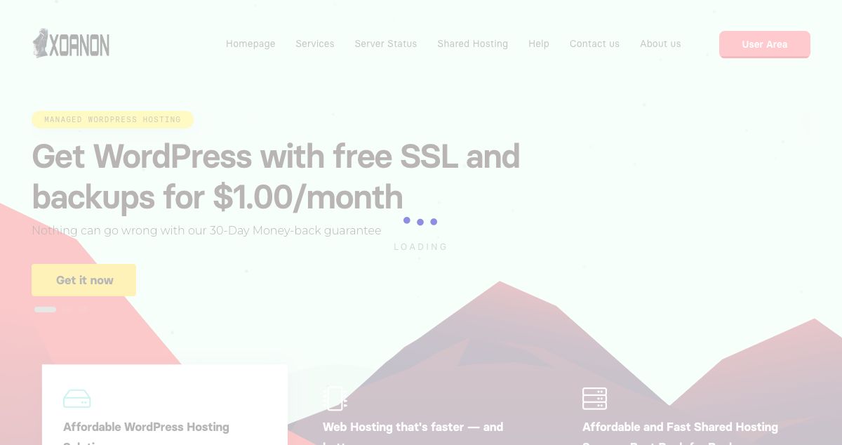 Homepage of Xoanon Hosting hosting