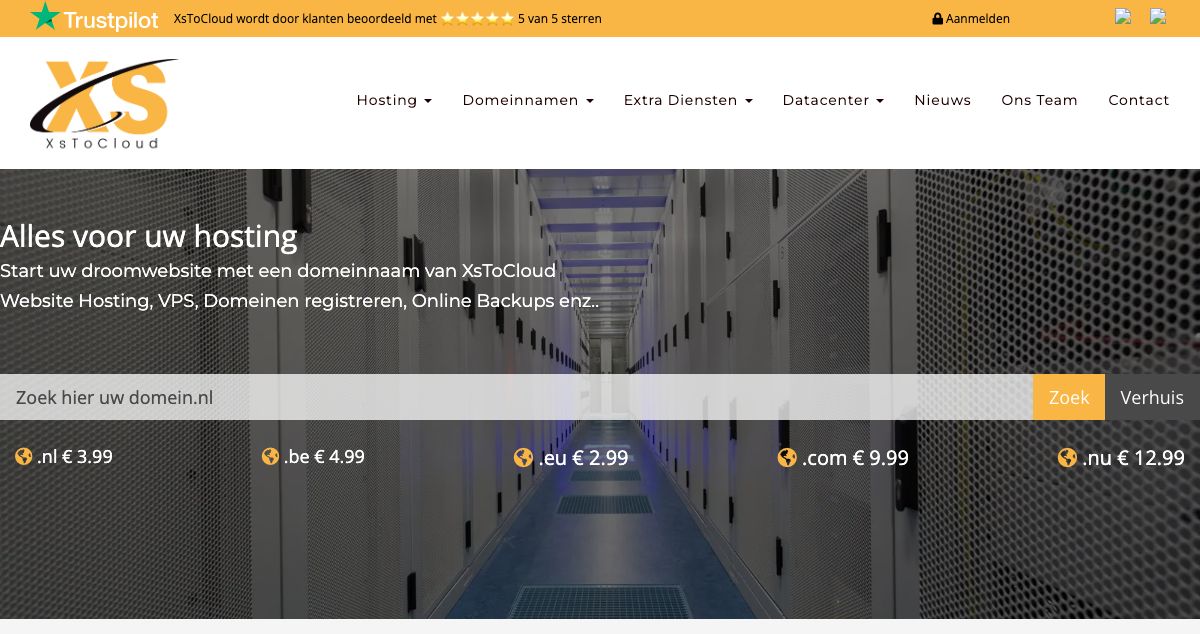 Homepage of XsToCloud hosting