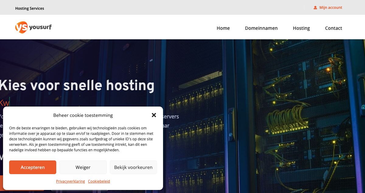 Homepage of Yousurf hosting