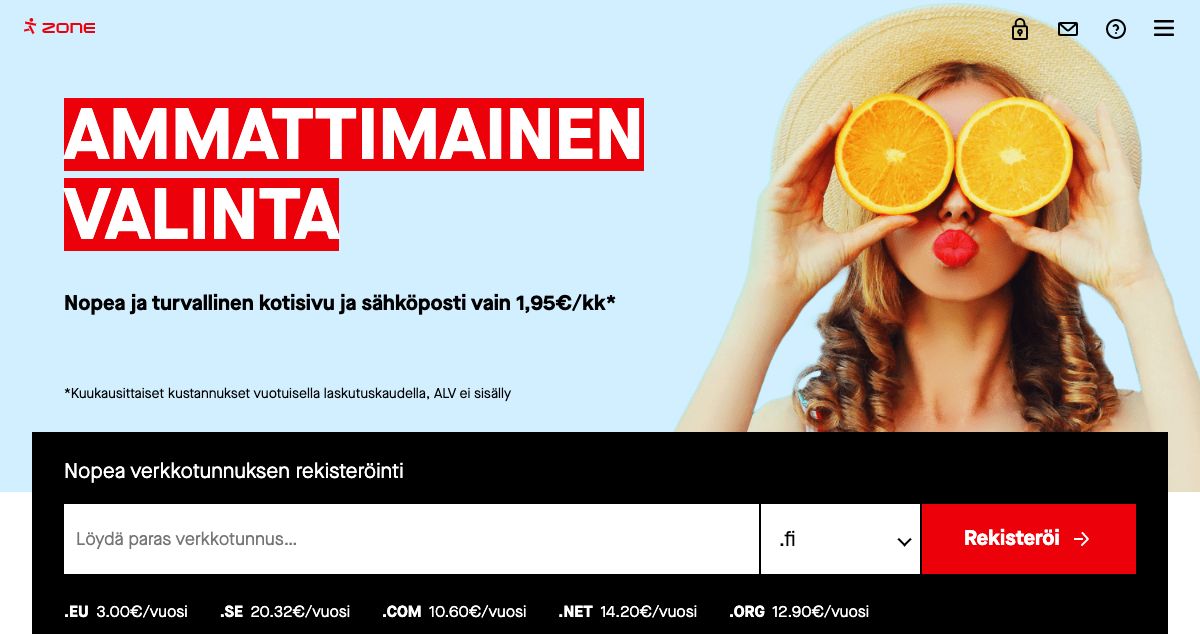 Homepage of ZONE.FI hosting