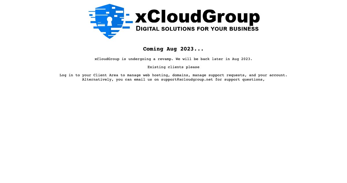 Homepage of xCloudGroup hosting