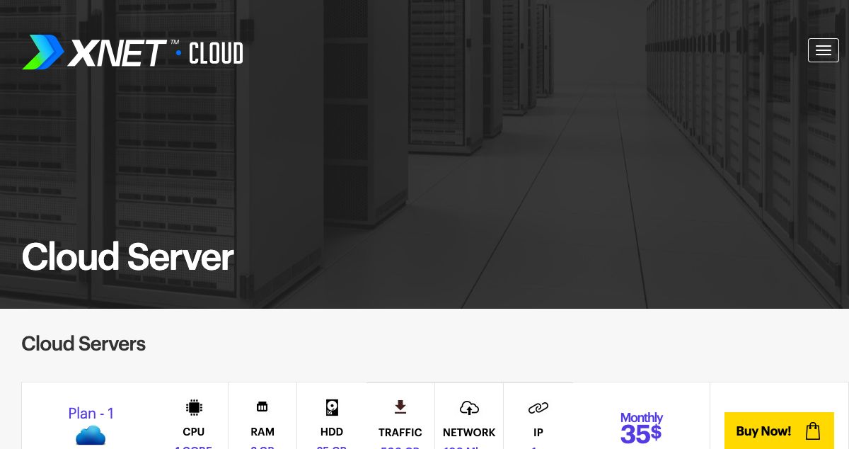 Homepage of XnetCloud hosting