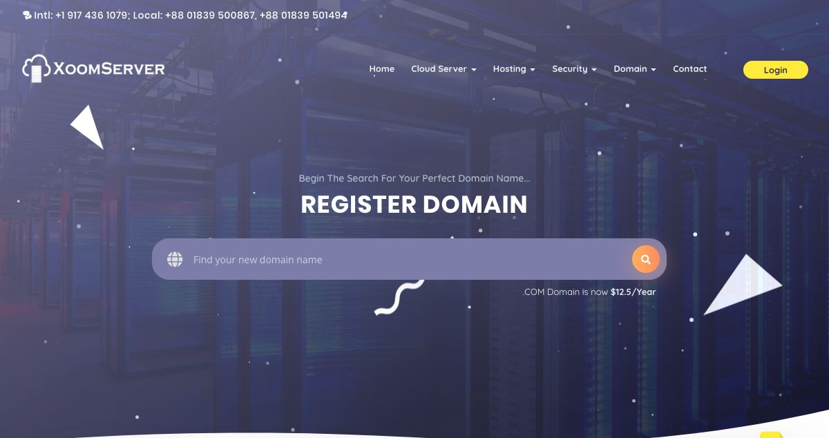 Homepage of XoomServer hosting