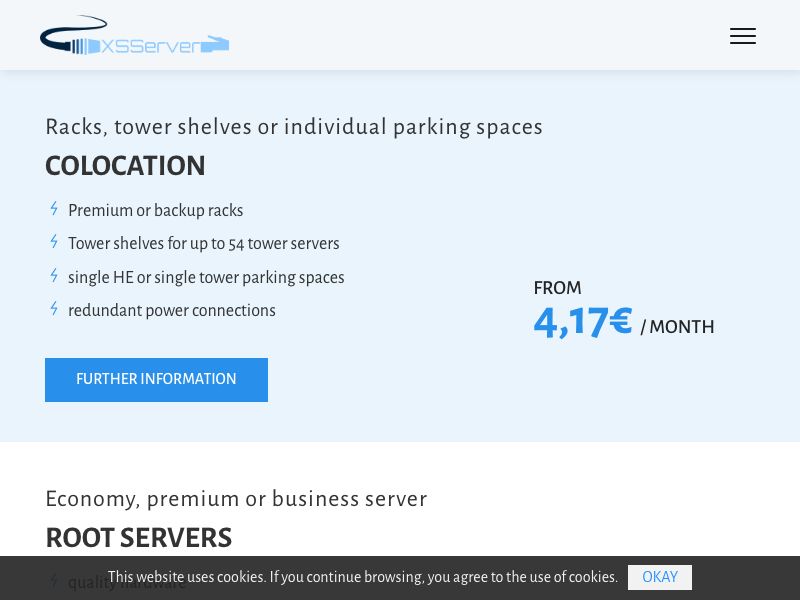 Homepage of XSServer GmbH hosting