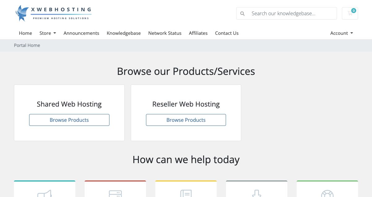 Homepage of XWEBHosting hosting