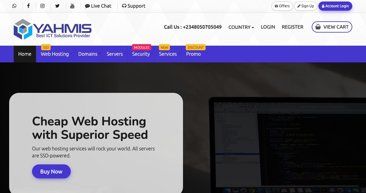 Homepage of Yahmis NG hosting