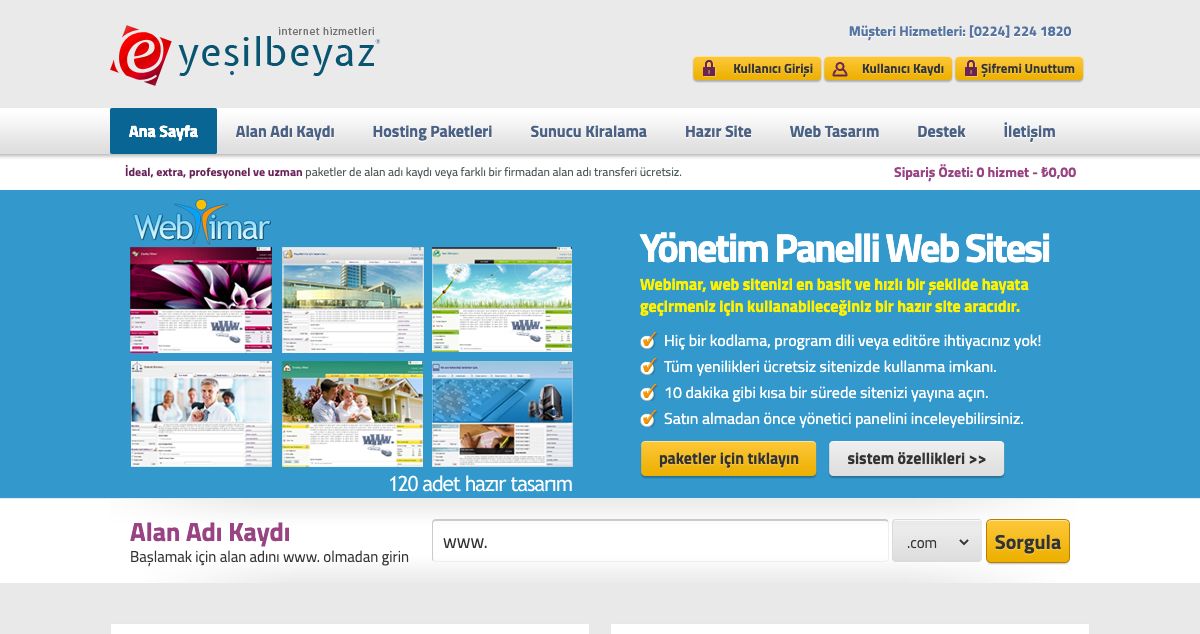 Homepage of Yeşilbeyaz hosting