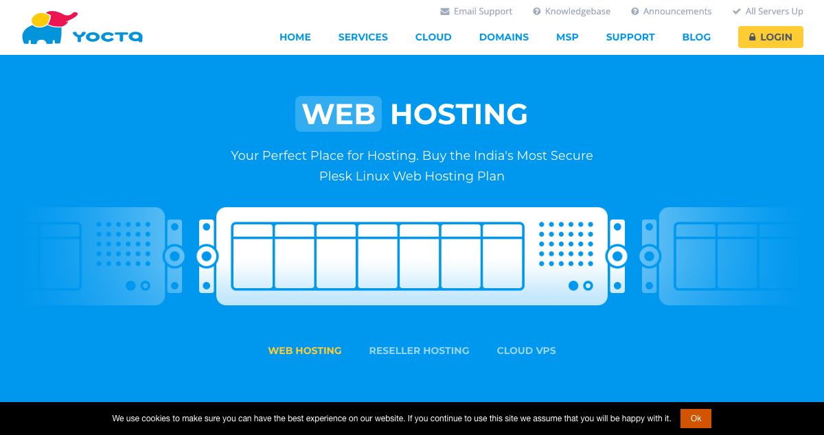 Homepage of Yocta.com hosting