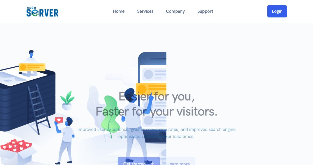 Homepage of YouGet Server hosting