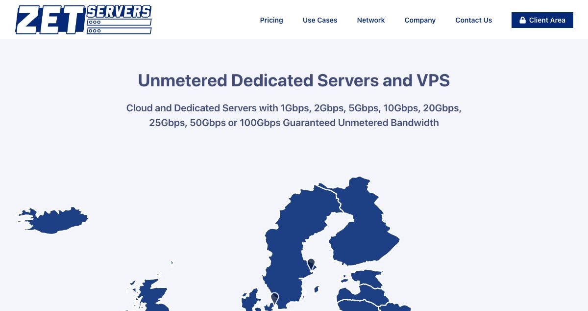 Homepage of ZetServers hosting