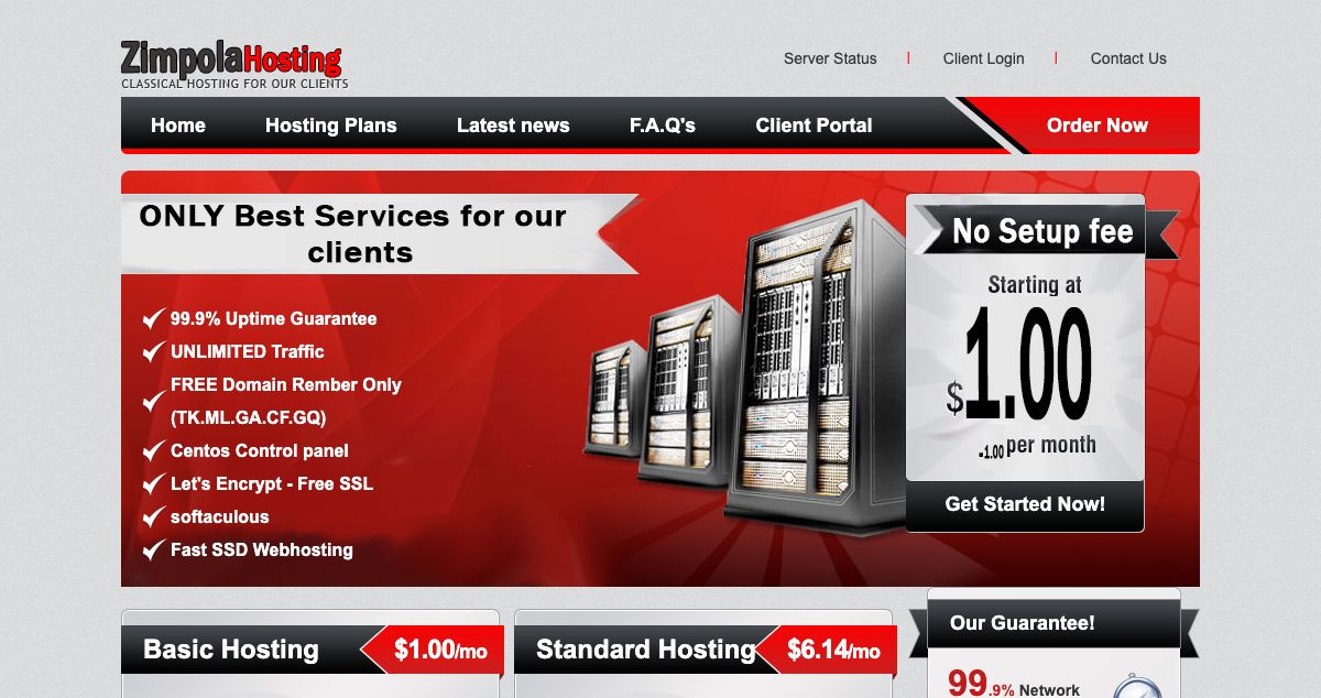 Homepage of Zimpolahosting hosting